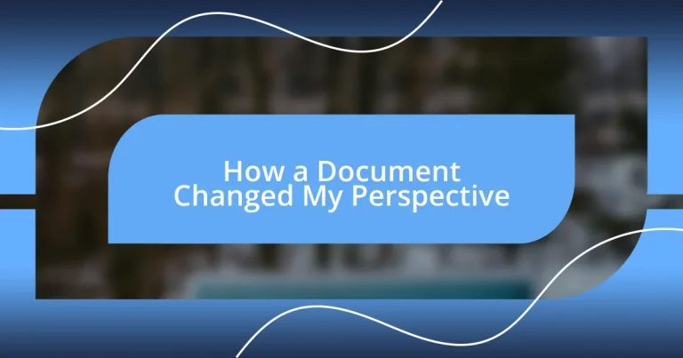 How a Document Changed My Perspective